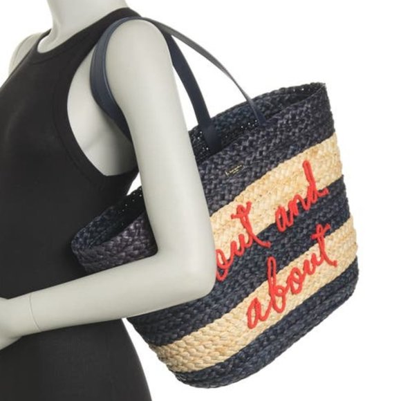 NWT Kate Spade Shore Thing Out And About Woven Straw Tote Beach Picnic Bag - Picture 6 of 7